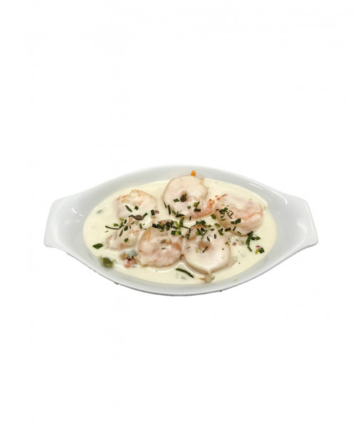CASSOLETTE DE CREVETTES JULIENNE DE LEGUMES SAUCE CITRON