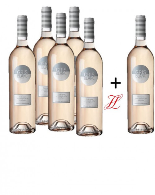 LOT ROSE GRIS BLANC 75 CL 5 bouteilles + 1 gratuite