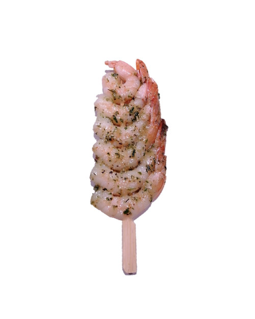 BROCHETTE DE GAMBAS MEDITERRANEENNE